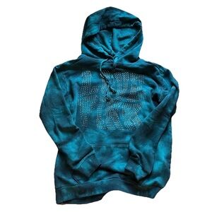 PINK Victoria’s Secret Rhinestone Logo Hoodie XS Green Oversized